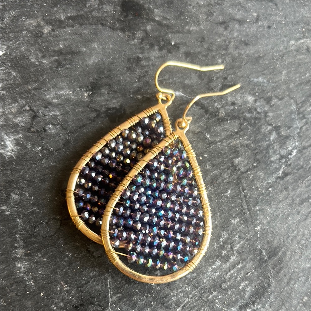 Elegant Gold and Multicolor Teardrop Earrings